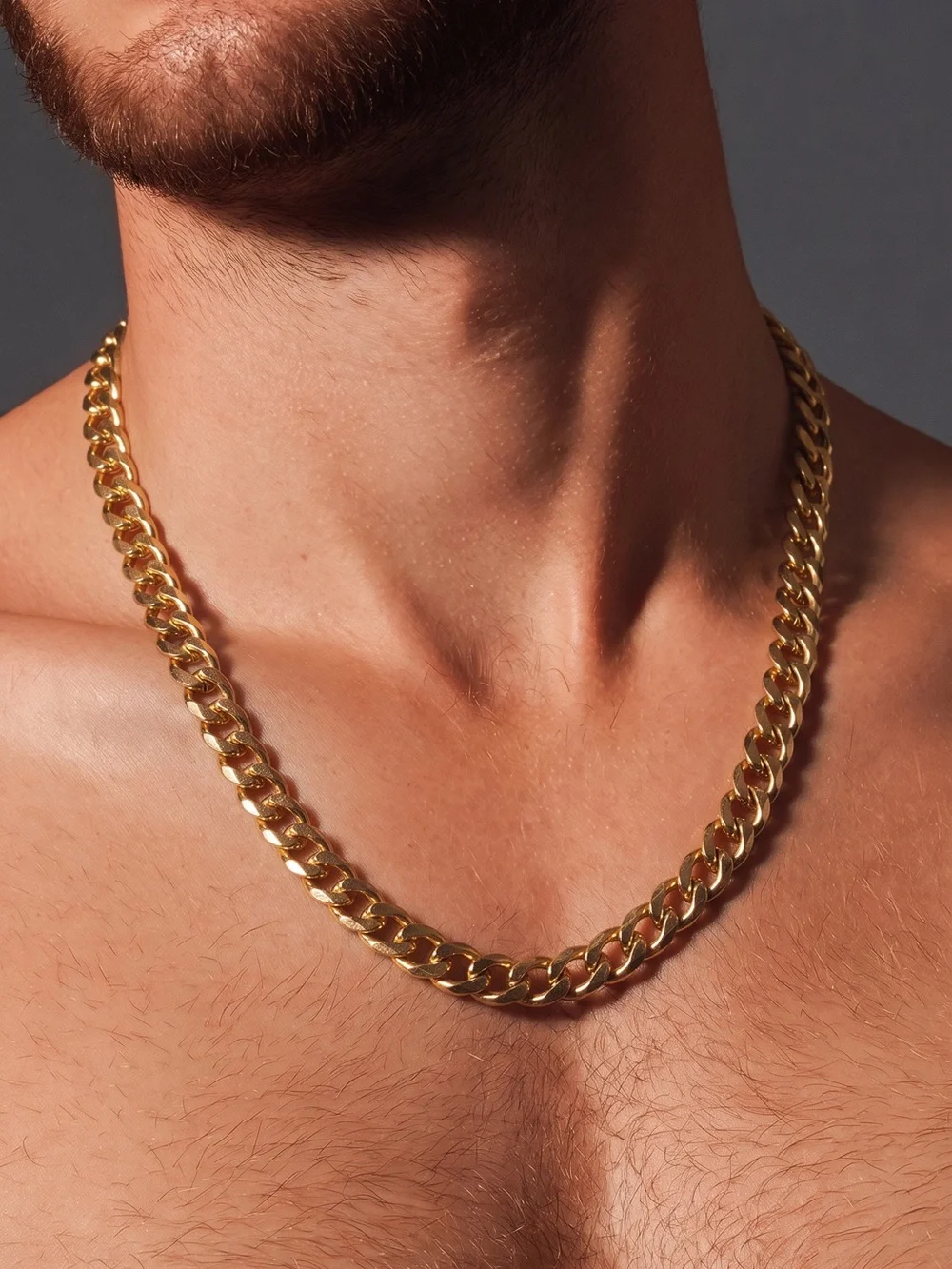 New Gold Tone Chunky Hefty Cuban Link Chain Necklace Unisex